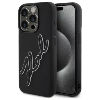 Karl Lagerfeld KLHCP15L3DRKSDLK iPhone 15 Pro 6.1 Black Hardcase 3D Rubber Signature