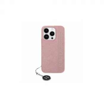 Karl Lagerfeld KLHCP15SPSAKDGCP iPhone 15 / 14 / 13 6.1 Pink Hardcase Saffiano Rhinestones & Charm