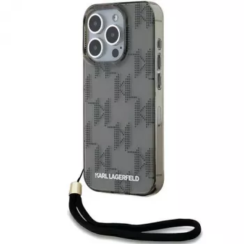 Karl Lagerfeld KLHCP15XHKDPNSK iPhone 15 Pro Max 6.7″ Black Hardcase IML Mono KL Pattern & Cord