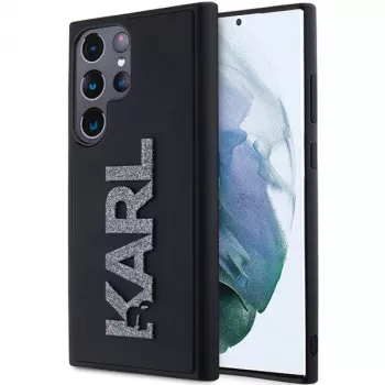 Karl Lagerfeld KLHCS24L3DMBKCK Samsung Galaxy S24 Ultra kietas dėklas, juodas, 3D guminis blizgučių logotipas