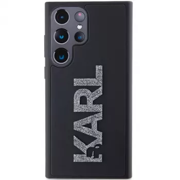 Karl Lagerfeld KLHCS24L3DMBKCK Samsung Galaxy S24 Ultra kietas dėklas, juodas, 3D guminis blizgučių logotipas