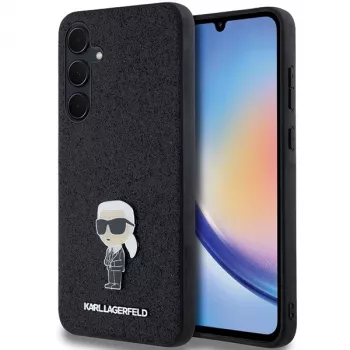 Karl Lagerfeld KLHCSA35GKNPSK A35 A356 Black Hardcase Fixed Glitter Ikonik Logo Metal Pin Samsung Galaxy A35 5G