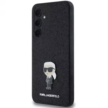 Karl Lagerfeld KLHCSA35GKNPSK A35 A356 Black Hardcase Fixed Glitter Ikonik Logo Metal Pin Samsung Galaxy A35 5G