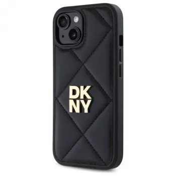 DKNY DKHCP14SPQDSLK Quilted Stack Logo Back Cover, skirta Apple iPhone 14 6,1 inch, juoda