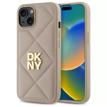 DKNY DKHCP14SPQDSLE Quilted Stack Logo Dėklas, skirtas Apple iPhone 14 6,1 inch Smėlio spalvos