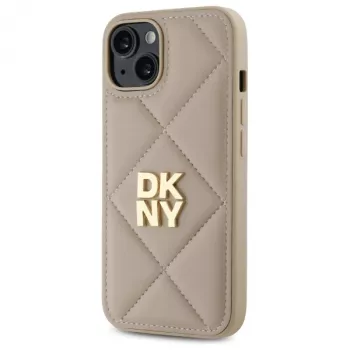 DKNY DKHCP14SPQDSLE Quilted Stack Logo Dėklas, skirtas Apple iPhone 14 6,1 inch Smėlio spalvos