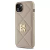 DKNY DKHCP15MPQDSLE Quilted Stack Logo Back Cover, skirta iPhone 15 Plus - smėlio spalvos