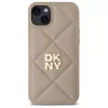 DKNY DKHCP15MPQDSLE Quilted Stack Logo Back Cover, skirta iPhone 15 Plus - smėlio spalvos