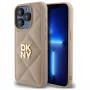 DKNY DKHCP15XPQDSLE Quilted Stack Logo Back Cover, skirta Apple iPhone 15 Pro Max 6,7 inch, smėlio spalvos