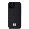 DKNY DKHMP15SPSHRPSK Hardcase, skirta iPhone 15/14/13 6,1 colio, juoda, odos raštas, metalinis logotipas, MagSafe