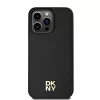 DKNY DKHMP15XPSHRPSK Kietas dėklas, skirtas iPhone 15 Pro Max 6,7 inch juodos odos monogramos raštas metalinis logotipas MagSafe
