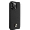 DKNY DKHMP15XPSHRPSK Kietas dėklas, skirtas iPhone 15 Pro Max 6,7 inch juodos odos monogramos raštas metalinis logotipas MagSafe