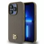 DKNY DKHMP14XPSHRPSW Kietasis dėklas, skirtas iPhone 14 Pro Max 6,7 inch, rudas, su dirbtinės odos raštu ir metaliniu logotipu, MagSafe