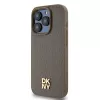DKNY DKHMP14XPSHRPSW Kietasis dėklas, skirtas iPhone 14 Pro Max 6,7 inch, rudas, su dirbtinės odos raštu ir metaliniu logotipu, MagSafe