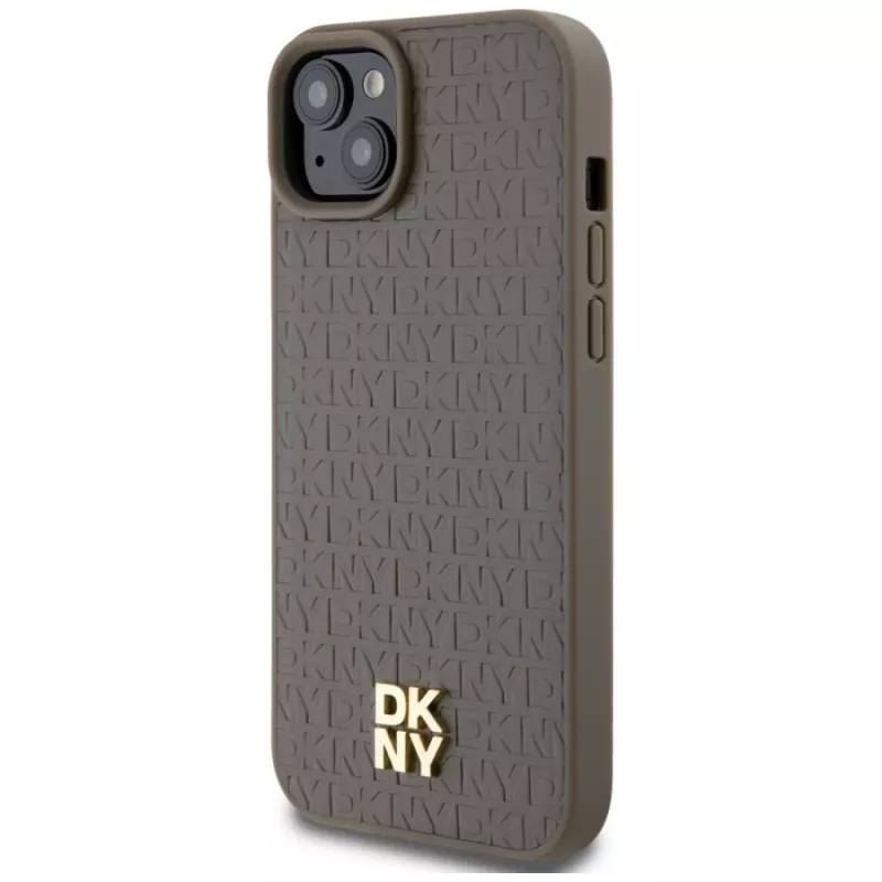 DKNY DKHMP15MPSHRPSW Hardcase Leather Pattern with Metal Logo MagSafe, skirtas iPhone 15 Plus / 14 Plus 6,7 inch rudas