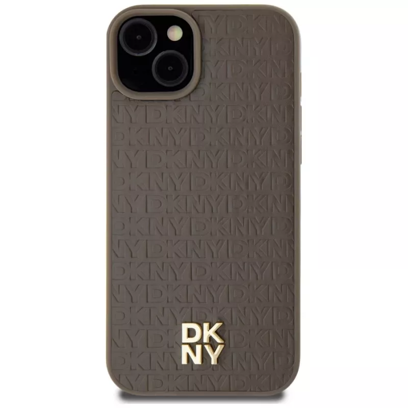 DKNY DKHMP15MPSHRPSW Hardcase Leather Pattern with Metal Logo MagSafe, skirtas iPhone 15 Plus / 14 Plus 6,7 inch rudas