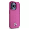 DKNY DKHMP15LPSHRPSP iPhone 15 Pro 6,1 inch Rožinis odinis kietas dėklas su monogramos raštu ir metaliniu logotipu, suderinamas su MagSafe