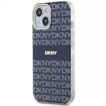 DKNY DKHMP15SHRHSEB Kietas dėklas iPhone 15/14/13 6,1 inch Mėlynas Mono & Stripe IML MagSafe