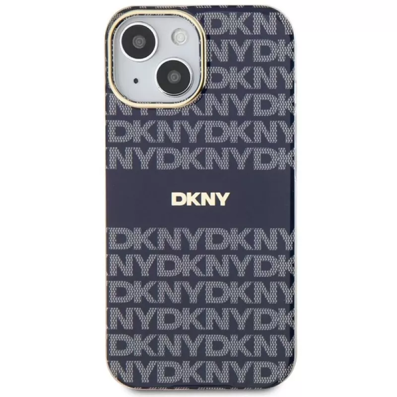 DKNY DKHMP15SHRHSEB Kietas dėklas iPhone 15/14/13 6,1 inch Mėlynas Mono & Stripe IML MagSafe
