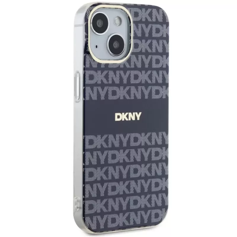 DKNY DKHMP15SHRHSEB Kietas dėklas iPhone 15/14/13 6,1 inch Mėlynas Mono & Stripe IML MagSafe