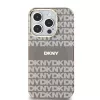 DKNY DKHMP15LHRHSEE Kietasis dėklas, skirtas Apple iPhone 15 Pro 6,1 inch, smėlio spalvos, IML Mono & Stripe, MagSafe