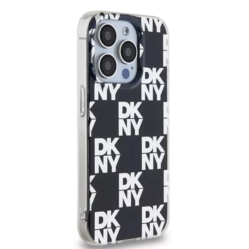 DKNY DKHCP15LHDLCEK kietas dėklas Apple iPhone 15 Pro 6.1, juodas, IML Checkered Mono Pattern