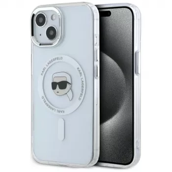 KARL LAGERFELD IML Metal Karl Head MagSafe Dėklas Apple iPhone 15 - Baltas