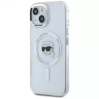 KARL LAGERFELD IML Metal Karl Head MagSafe Dėklas Apple iPhone 15 - Baltas