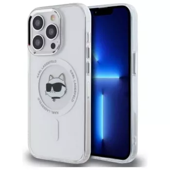 Karl Lagerfeld KLHMP14LHLSCHH iPhone 14 Pro 6,1 inch Hardcase IML Metal Choupette Head MagSafe White