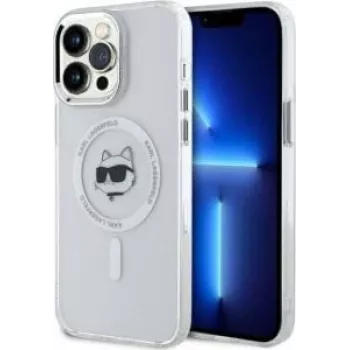 Karl Lagerfeld KLHMP14XHLSCHH iPhone 14 Pro Max 6,7 inch White Hardcase IML Metal Choupette Head MagSafe