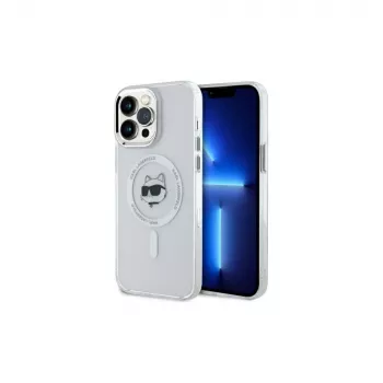 Karl Lagerfeld KLHMP14XHLSCHH iPhone 14 Pro Max 6,7 inch White Hardcase IML Metal Choupette Head MagSafe