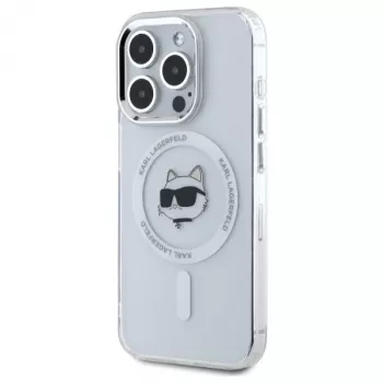 Karl Lagerfeld KLHMP15LHLSCHH iPhone 15 Pro 6,1 inch Hardcase IML Metal Choupette Head MagSafe White