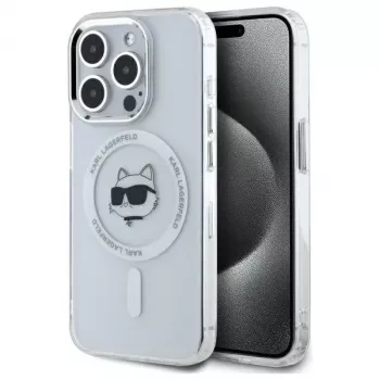 Karl Lagerfeld KLHMP15XHLSCHH Hardcase IML Metal Choupette Head MagSafe, skirta iPhone 15 Pro Max 6,7 inch balta