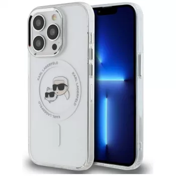 Karl Lagerfeld KLHMP14LHLSKCH iPhone 14 Pro 6,1 inch Hardcase IML Metal Karl & Choupette Head MagSafe White