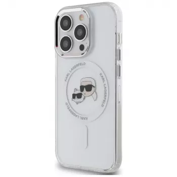 Karl Lagerfeld KLHMP14LHLSKCH iPhone 14 Pro 6,1 inch Hardcase IML Metal Karl & Choupette Head MagSafe White