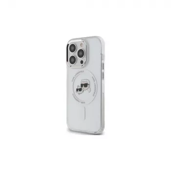 Karl Lagerfeld KLHMP14XHLSKCH Hardcase IML Metal Karl & Choupette Head MagSafe for iPhone 14 Pro Max 6,7 inch White