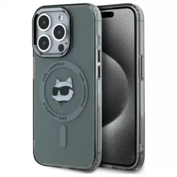 Karl Lagerfeld KLHMP15LHLSCHK iPhone 15 Pro 6.1 Hardcase IML Metal Choupette Head MagSafe Black