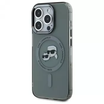 Karl Lagerfeld KLHMP15XHLSKCK iPhone 15 Pro Max 6,7 inch Hardcase IML Metal Karl & Choupette Head MagSafe Black