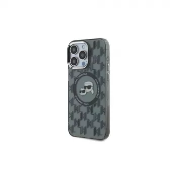 Karl Lagerfeld KLHMP15LHMCKMHK Dėklas iPhone 15 Pro 6,1 inch Juodas IML Monogram Karl & Choupette Head su MagSafe