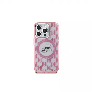 Karl Lagerfeld KLHMP15SHMCKMHP iPhone 15 6,1 inch Pink IML Monogram Karl & Choupette Head MagSafe Case