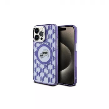 Karl Lagerfeld KLHMP15LHMCKMHU iPhone 15 Pro 6,1 inch Violetinis IML Monogram Karl & Choupette Head MagSafe Dėklas