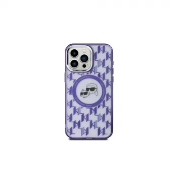 Karl Lagerfeld KLHMP15LHMCKMHU iPhone 15 Pro 6,1 inch Violetinis IML Monogram Karl & Choupette Head MagSafe Dėklas