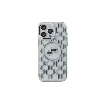 Karl Lagerfeld KLHMP15SHMCKMHT iPhone 15 6,1 inch Transparent IML Monogram Karl & Choupette Head MagSafe Case
