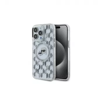Karl Lagerfeld KLHMP15LHMCKMHT iPhone 15 Pro 6,1 inch permatomas IML Monogram Karl & Choupette Head MagSafe dėklas
