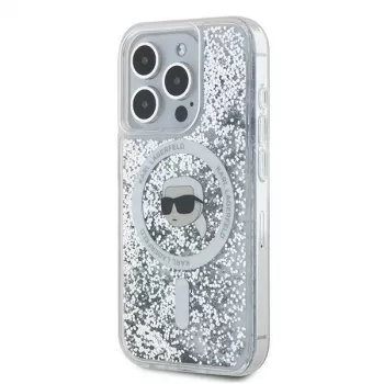 Karl Lagerfeld KLHMP15XLGKISGH iPhone 15 Pro Max 6.7 kietas dėklas skaidrus Liquid Glitter Karl Head MagSafe