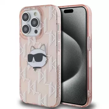 Karl Lagerfeld KLHCP14XHKLPCHP iPhone 14 Pro Max 6,7 inch Pink Hardcase IML Choupette Head & Monogram