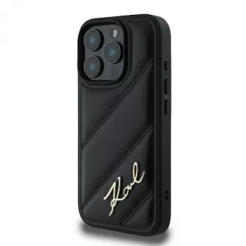 Karl Lagerfeld Quilted Signature Hard Case, skirtas iPhone 16 Pro, juoda