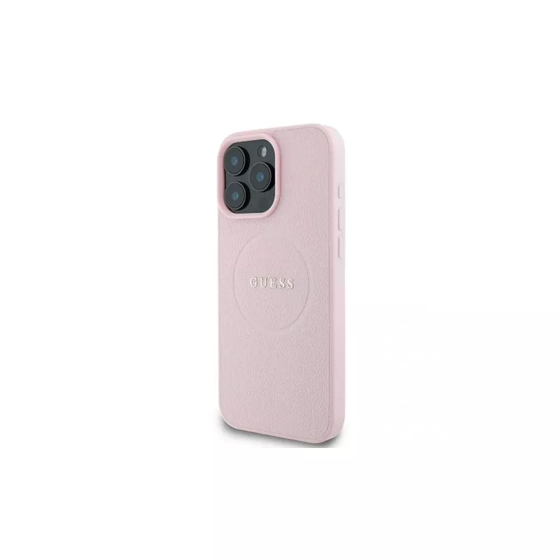 Guess Grained Ring Hardcase, skirta Apple iPhone 15 Pro Max 6,7 inch Pink MagSafe