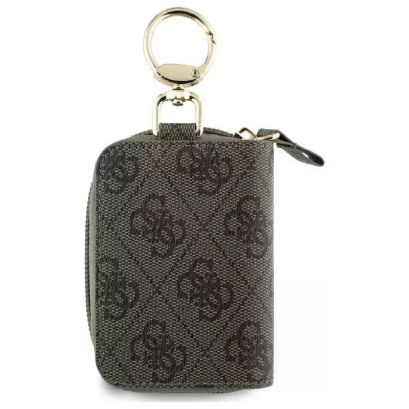Guess kabelių dėklas GUABP4DPTW Brown 4G Triangle Eco-Leather aksesuarų organizatorius