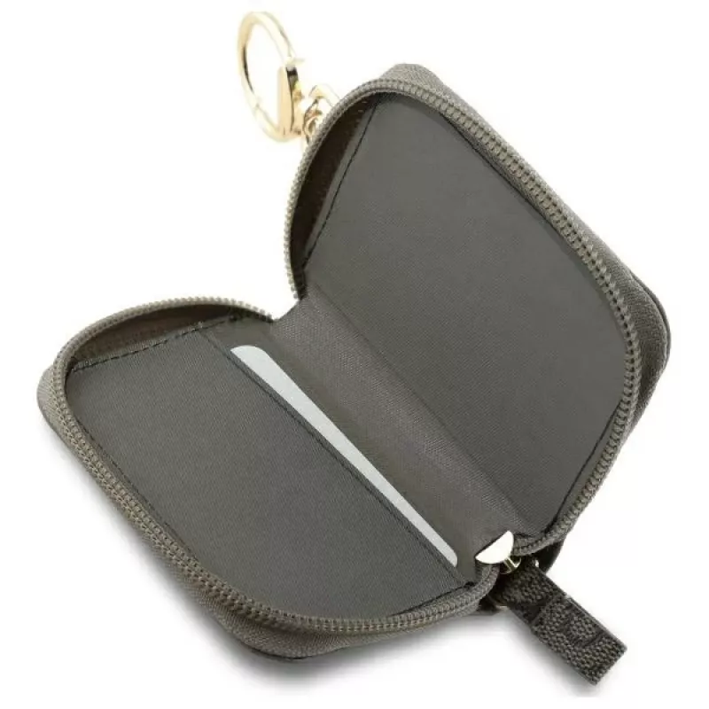 Guess kabelių dėklas GUABP4DPTW Brown 4G Triangle Eco-Leather aksesuarų organizatorius